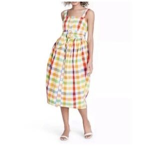 Christopher John Rogers x Target Rainbow Gingham Dress 20W/22W Belted Midi